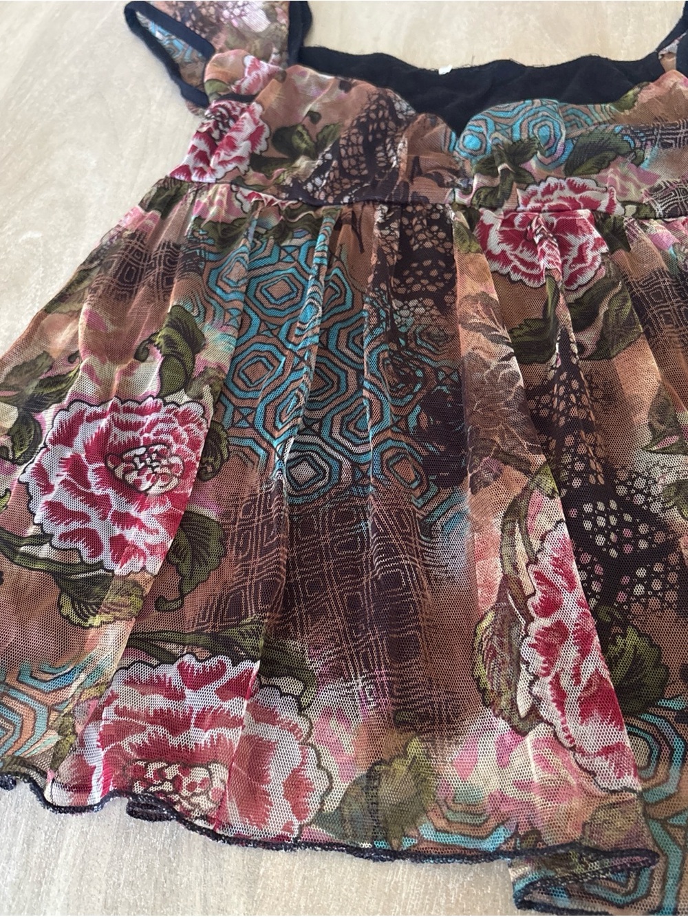 Y2K Floral Tiered Chiffon top - Picture 5 of 6